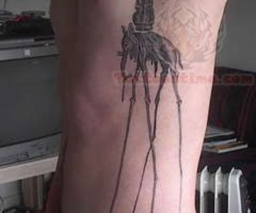 Dali Elephant Tattoo On Men Side Rib